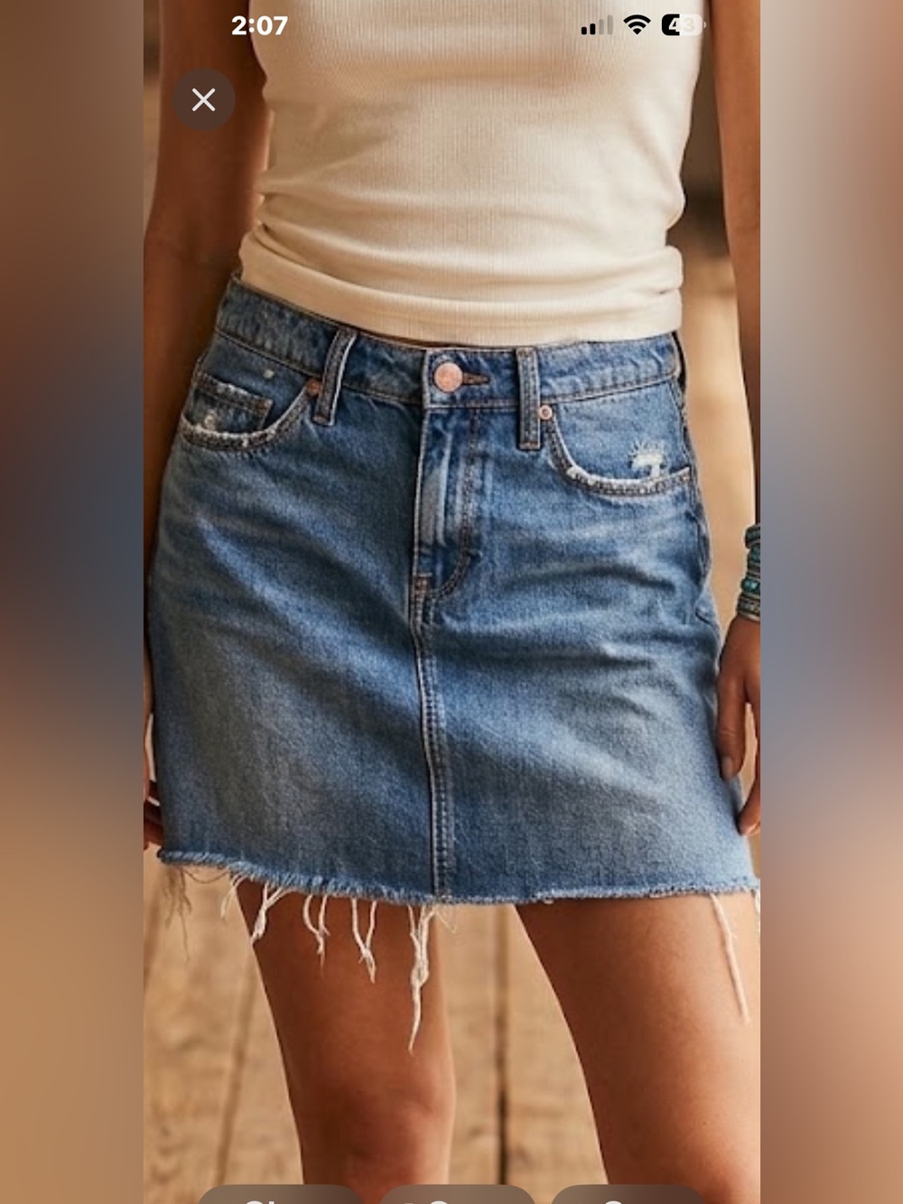 Blank NYC Distressed Blue Denim Mini Skirt NWT